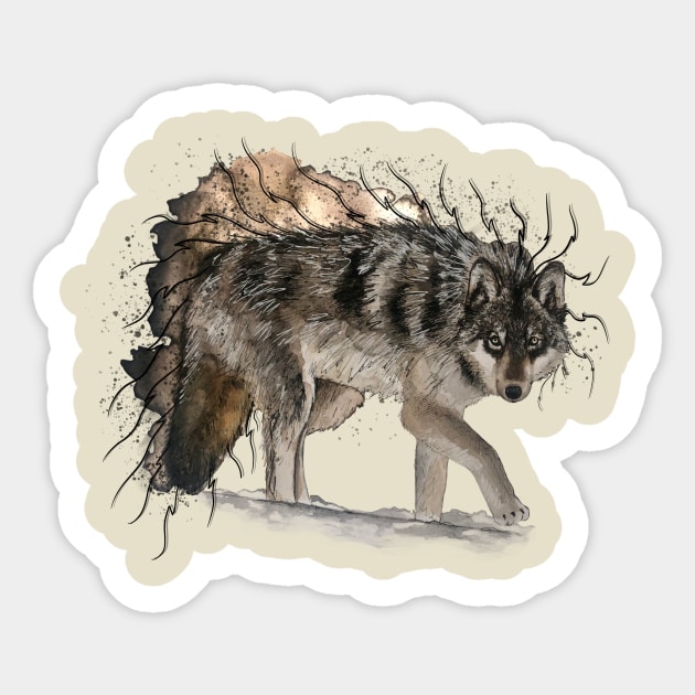 Walking wolf Sticker by Green Leopard